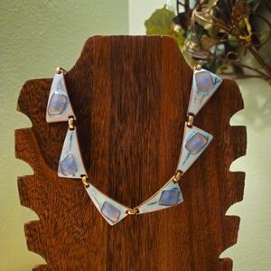 Beautiful K Denning enamel and fused glass necklace.